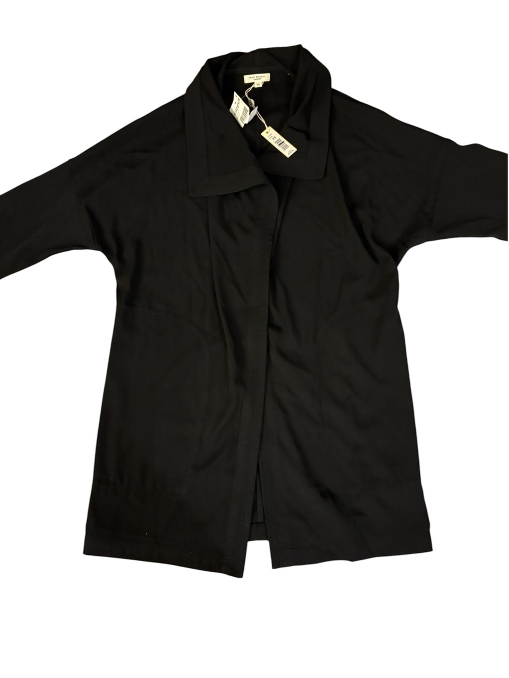 Max Studio Black Open-Front Lightweight Coat